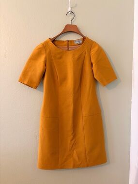 Veronika Maine Mustard Short-Sleeve Shift Dress